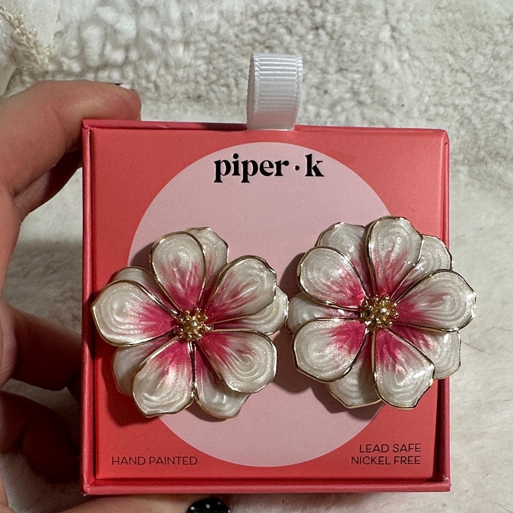 Piper K gold metal floral earrings